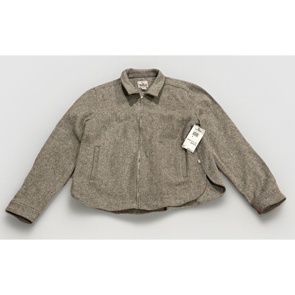 Woolrich Herringbone Zip Jacket Wool Mackinaw Cruiser Women's M New USA $250